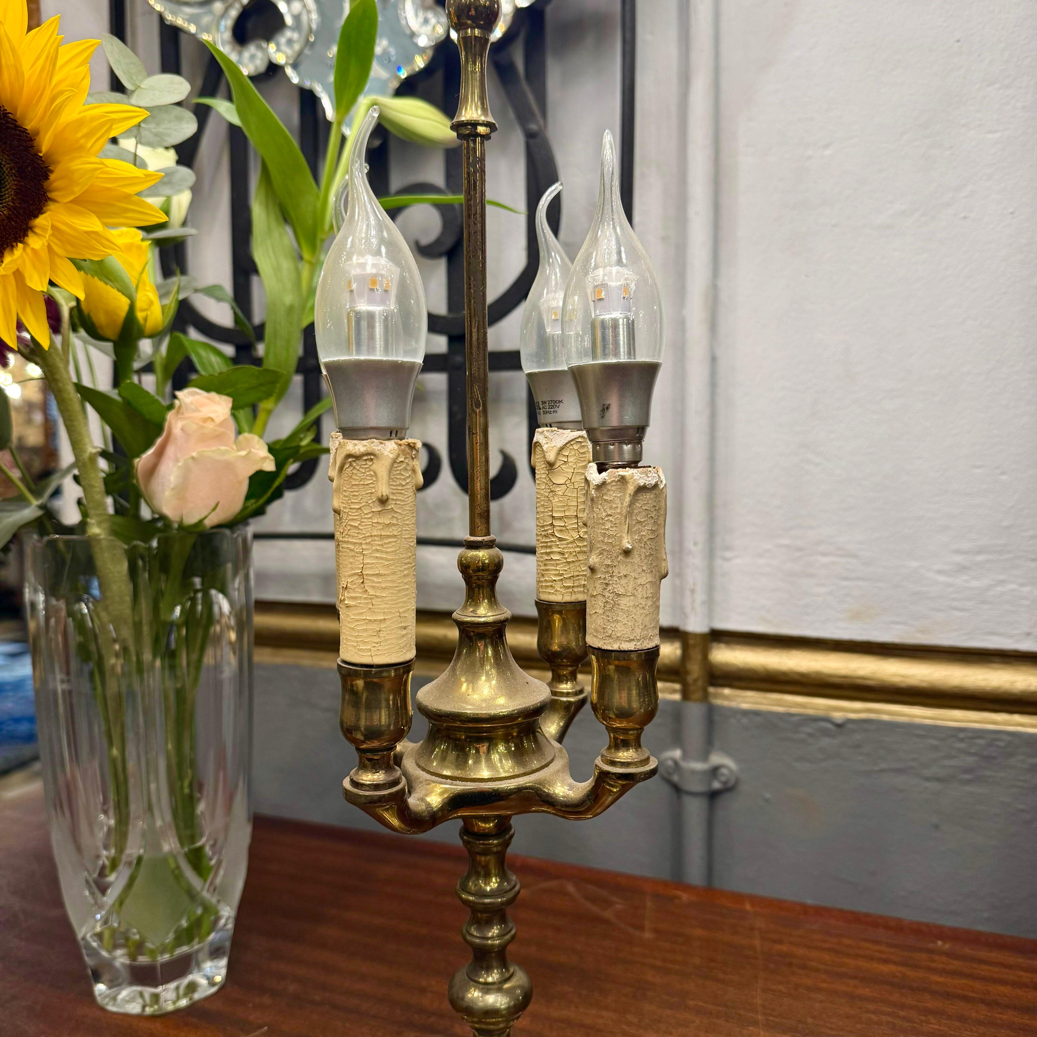 Antique Brass Table Candelabra