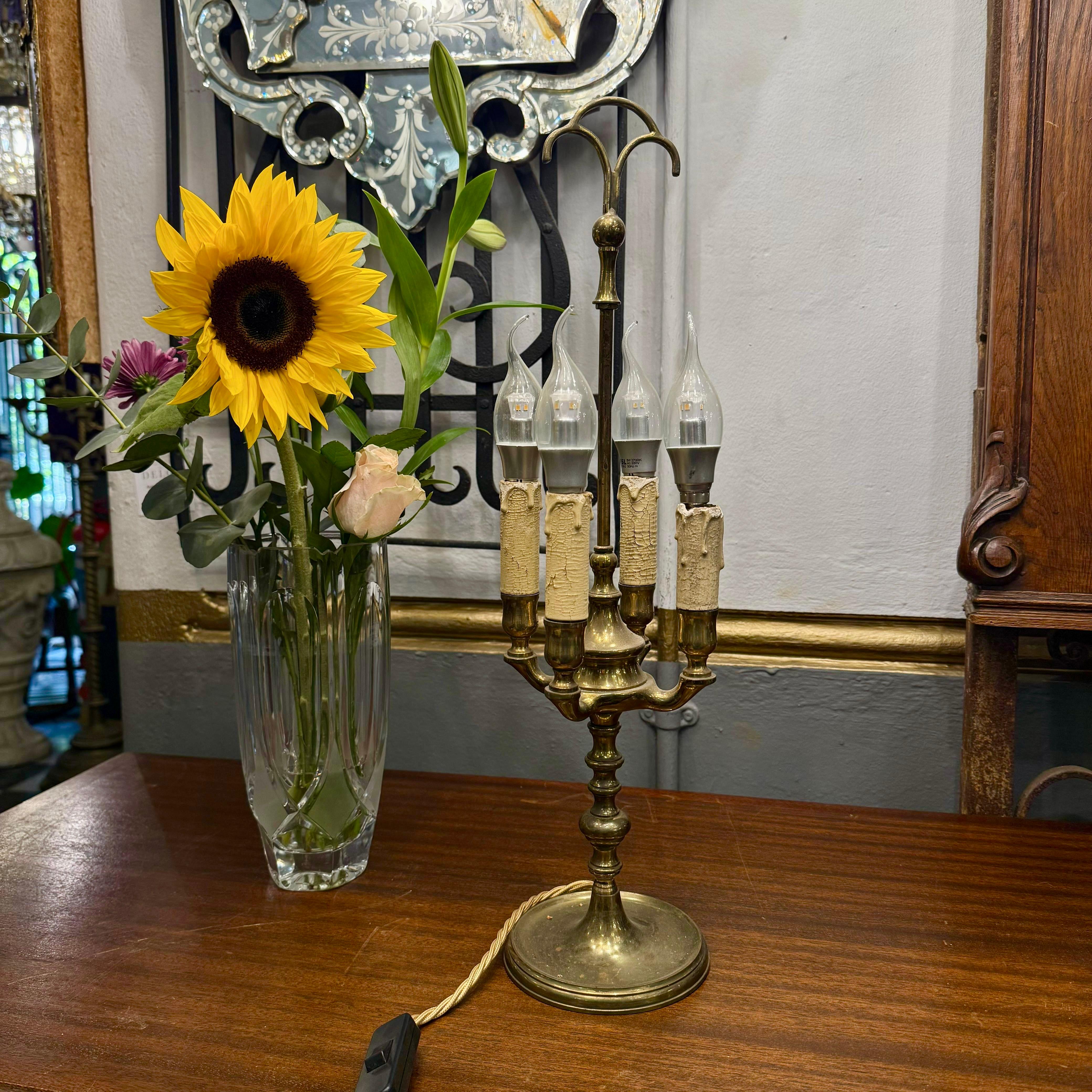 Antique Brass Table Candelabra