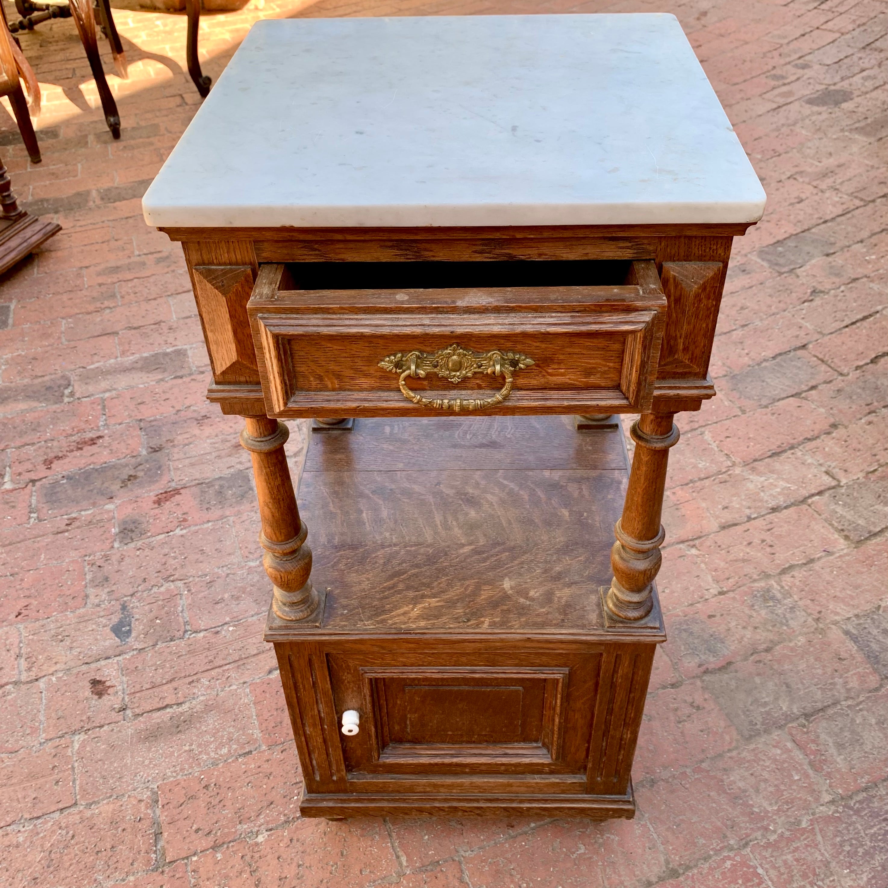 Single Antique Oak Pedestal