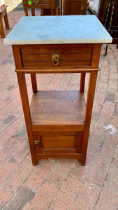 Single Antique Oak Pedestal with Brass Handles