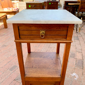 Single Antique Oak Pedestal with Brass Handles