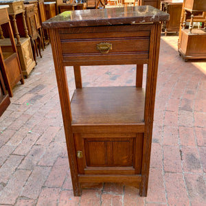 Antique Oak Pedestal with Dark Mable Top