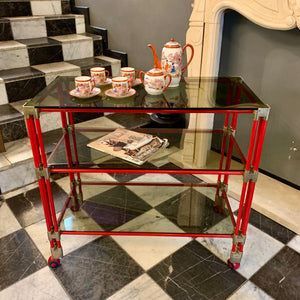 Vintage 1960's Retro Red Trolley with Smokey Glass