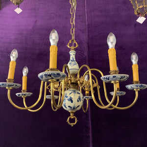 Delft Porcelain Chandelier with Hand Painted Detail