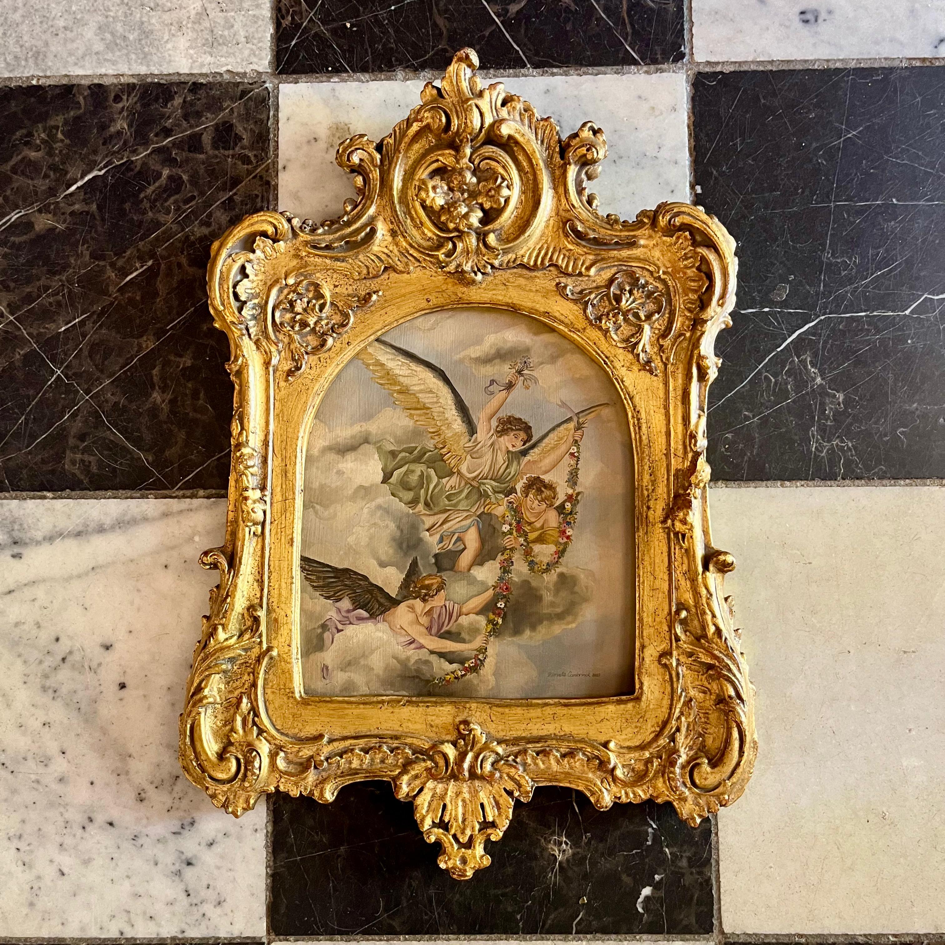 Herald Angels in Gilded Frame by Marinda Combrinck — Oil on Board, 2003