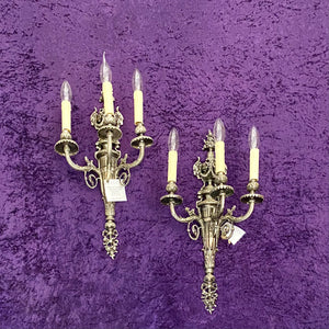 Heavy Cast Antique Nickel Plated Empire Style Sconce