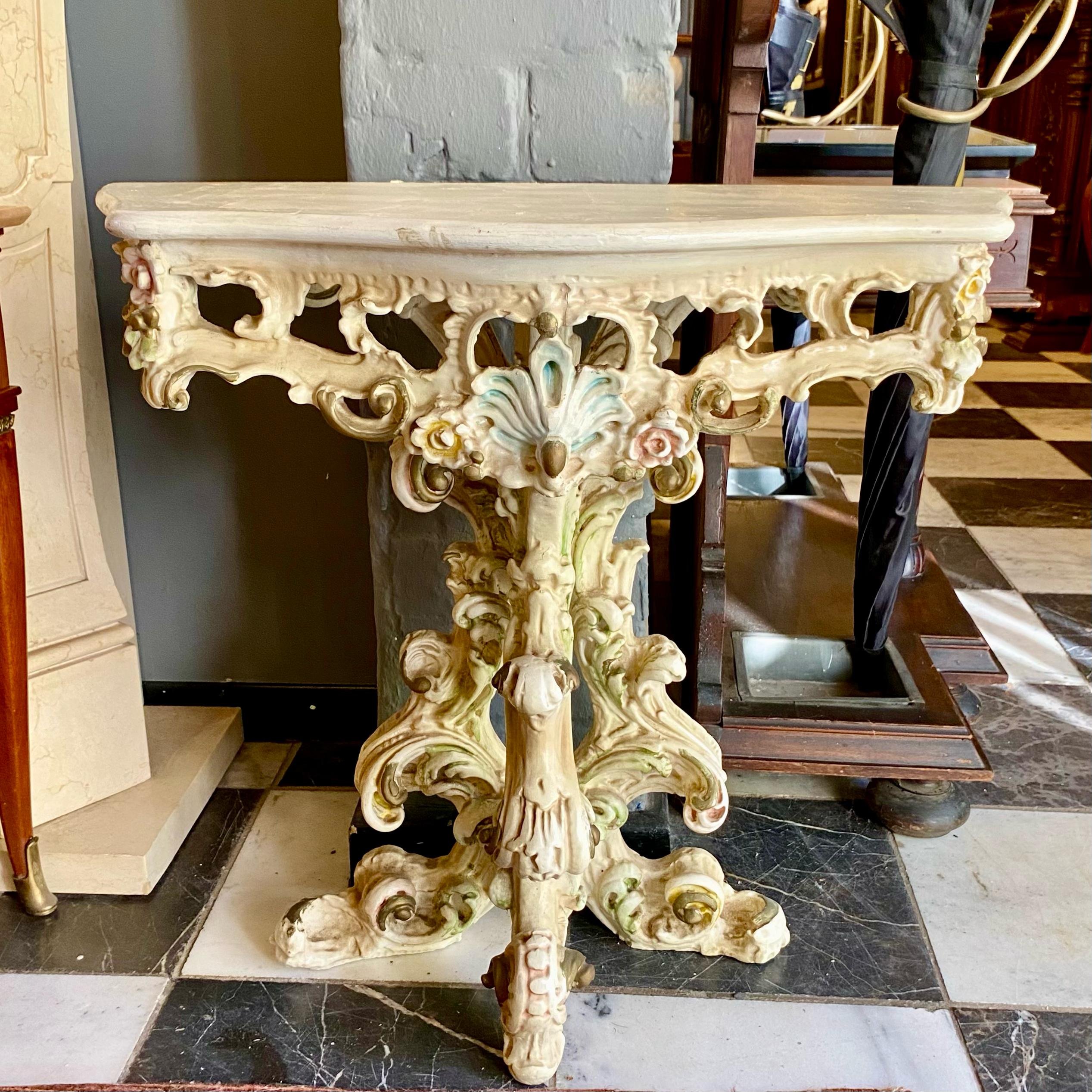 Petite Antique Italian Painted Console