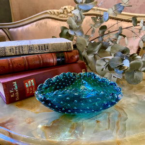 Cerulean Blue with Controlled Bubbles Murano Ashtray