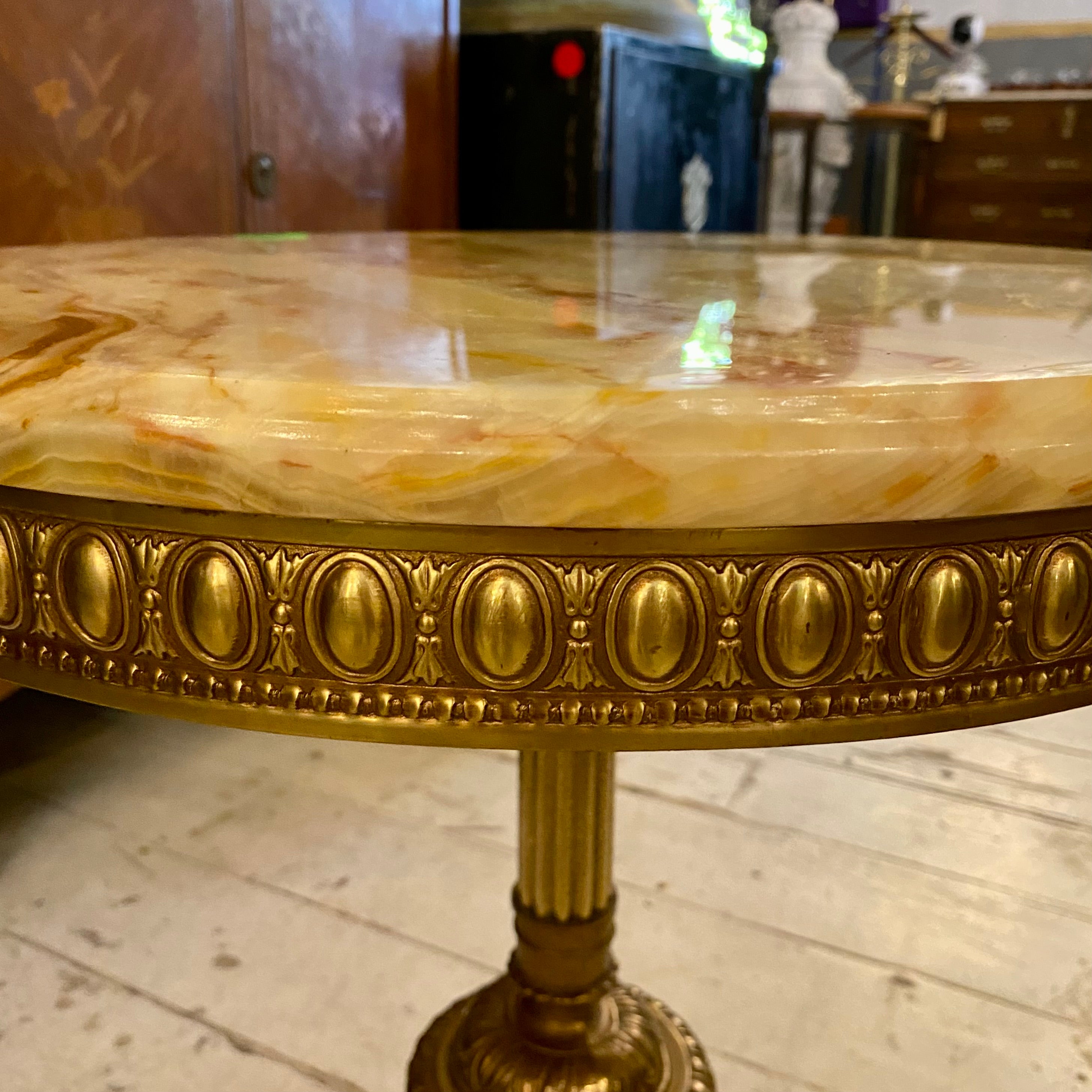 Antique Brass and Onyx Table - Pair available