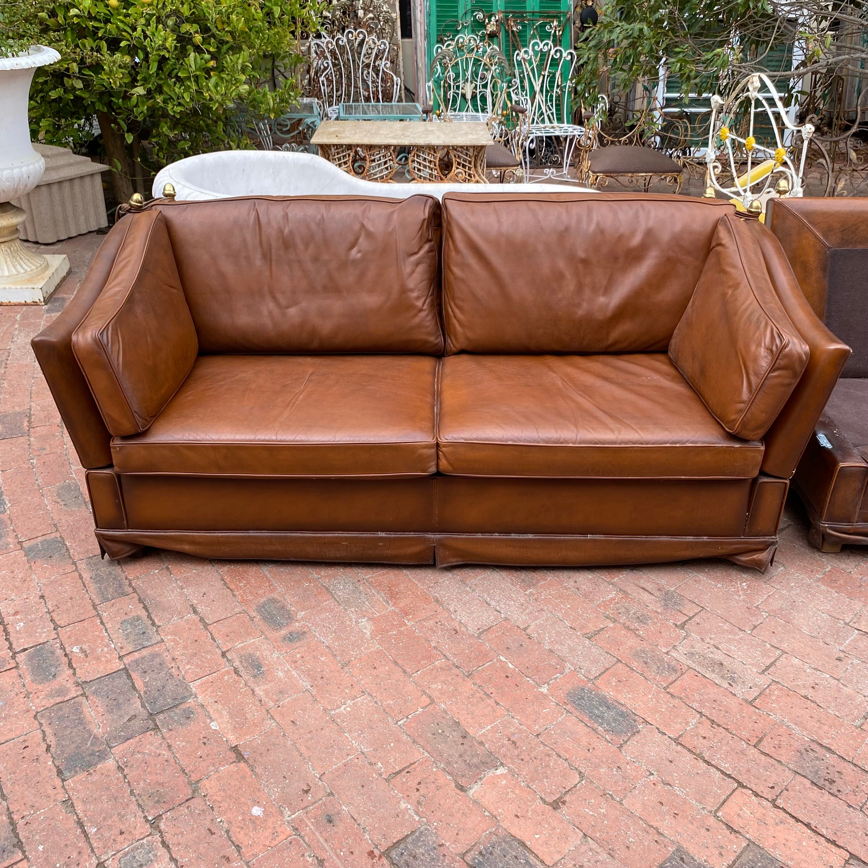 Tan Knoll Leather Sofa