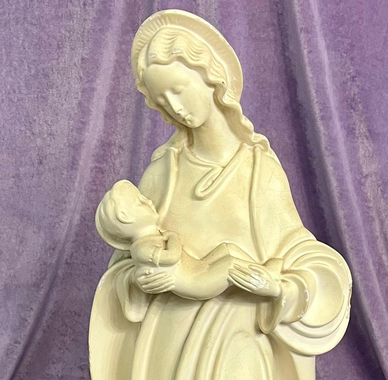 Vintage Heavy Religious Icon of Madonna and Child