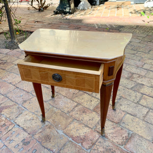 Petite Vintage Table with Marble Top and Brass Detailing