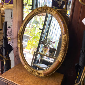 Antique Oval Oak and Gilt Gold Mirror - SOLD