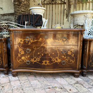 Beautiful Italian Inlay Commode and Pedestals