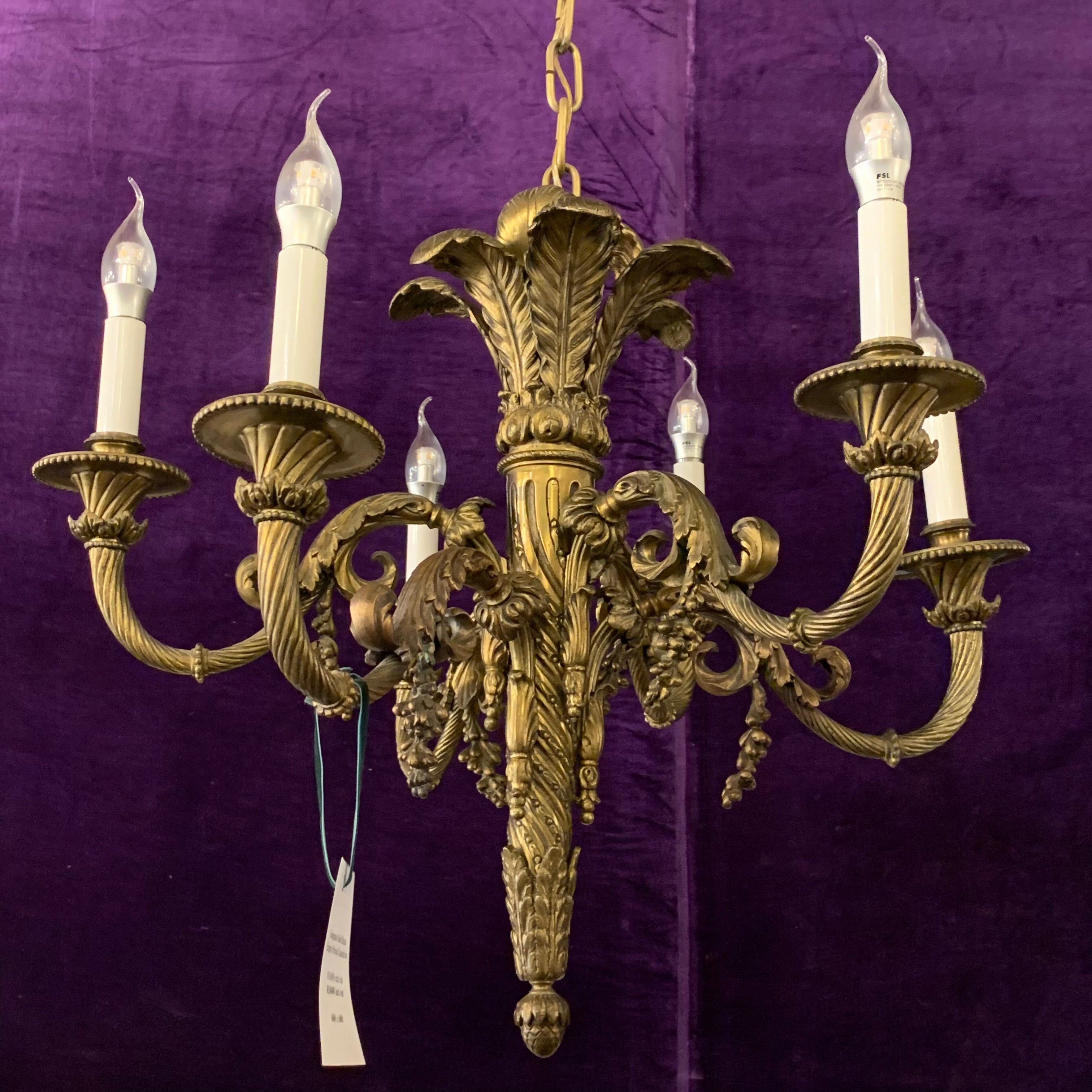 Gorgeous Solid Brass Empire Period Chandelier