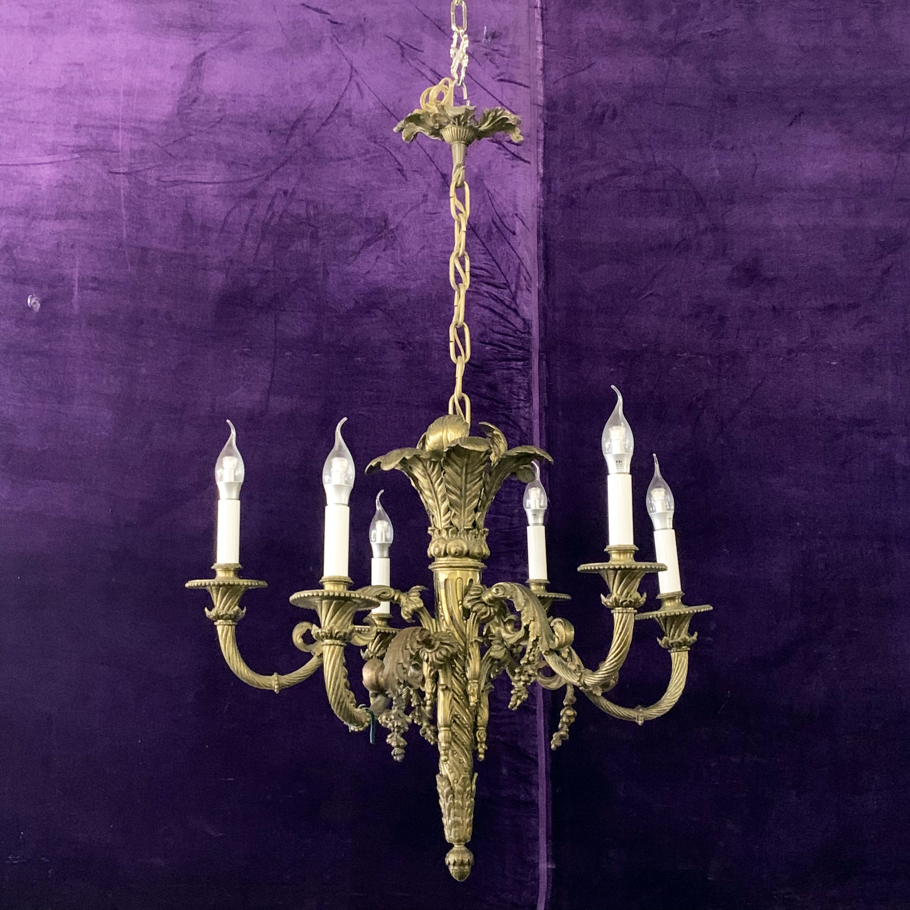 Gorgeous Solid Brass Empire Period Chandelier