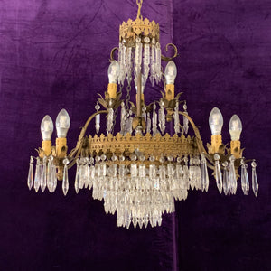 Antique Neoclassical Chandelier with Arrowhead Crystals