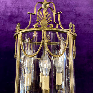 Antique Brass Lantern with Curved Glass