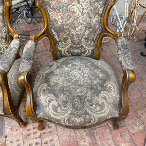 Pair of Antique Walnut Carved Armchairs