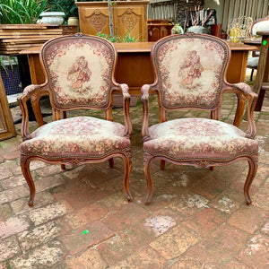 A Pair of Antique Walnut Armchairs - SOLD