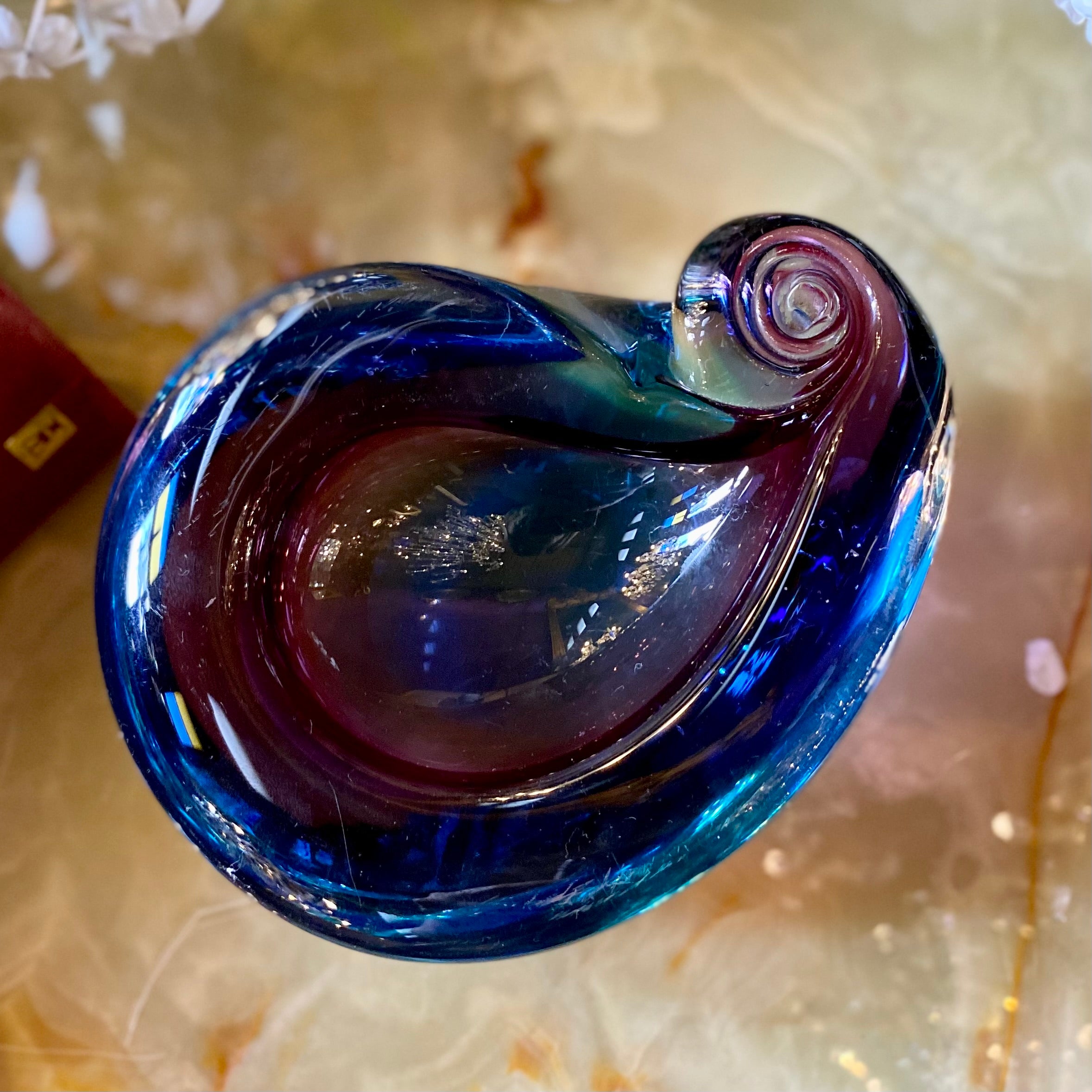 Gorgeous Spiral Shell Murano Ashtray