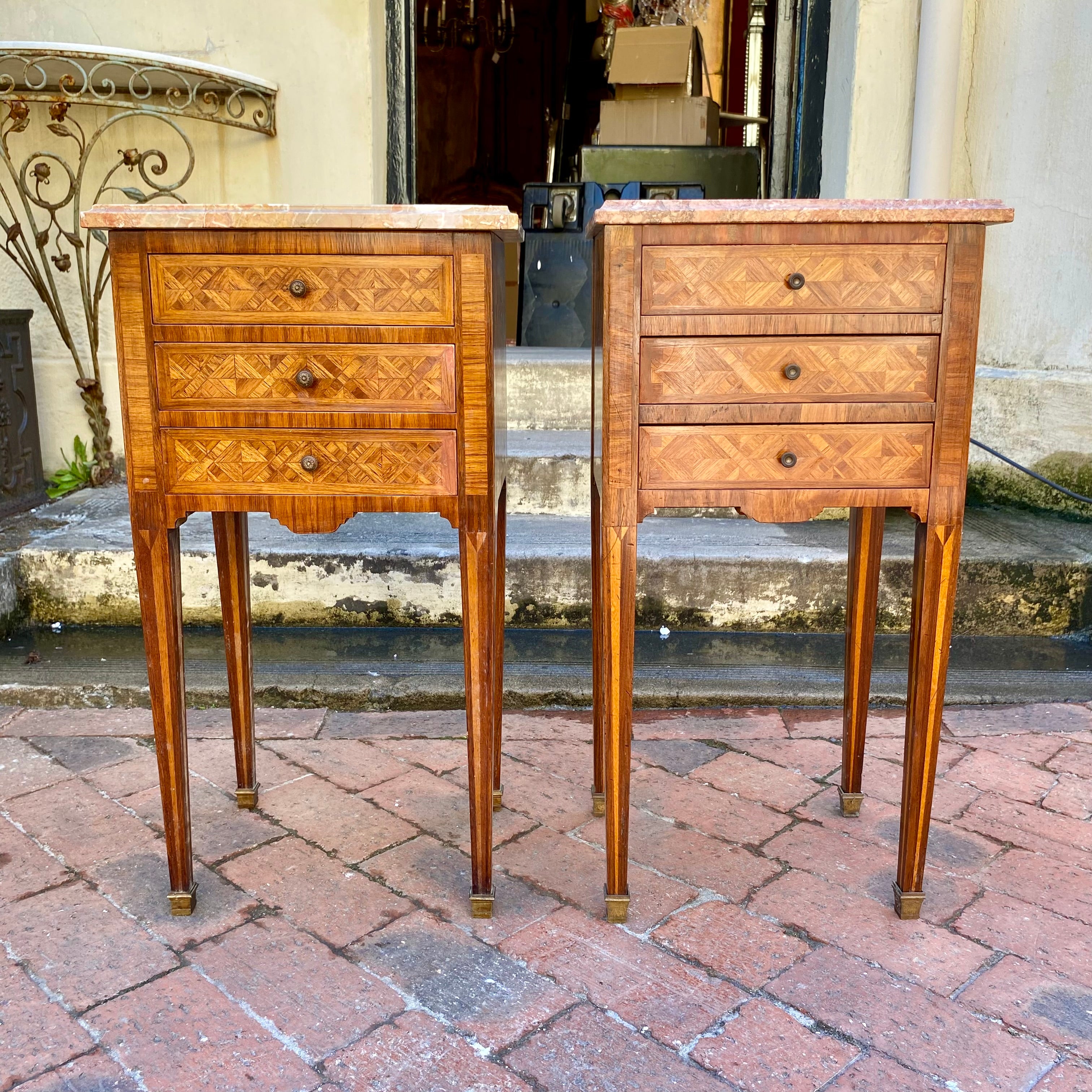 Pair of Antique French Cherry Wood Pedestals