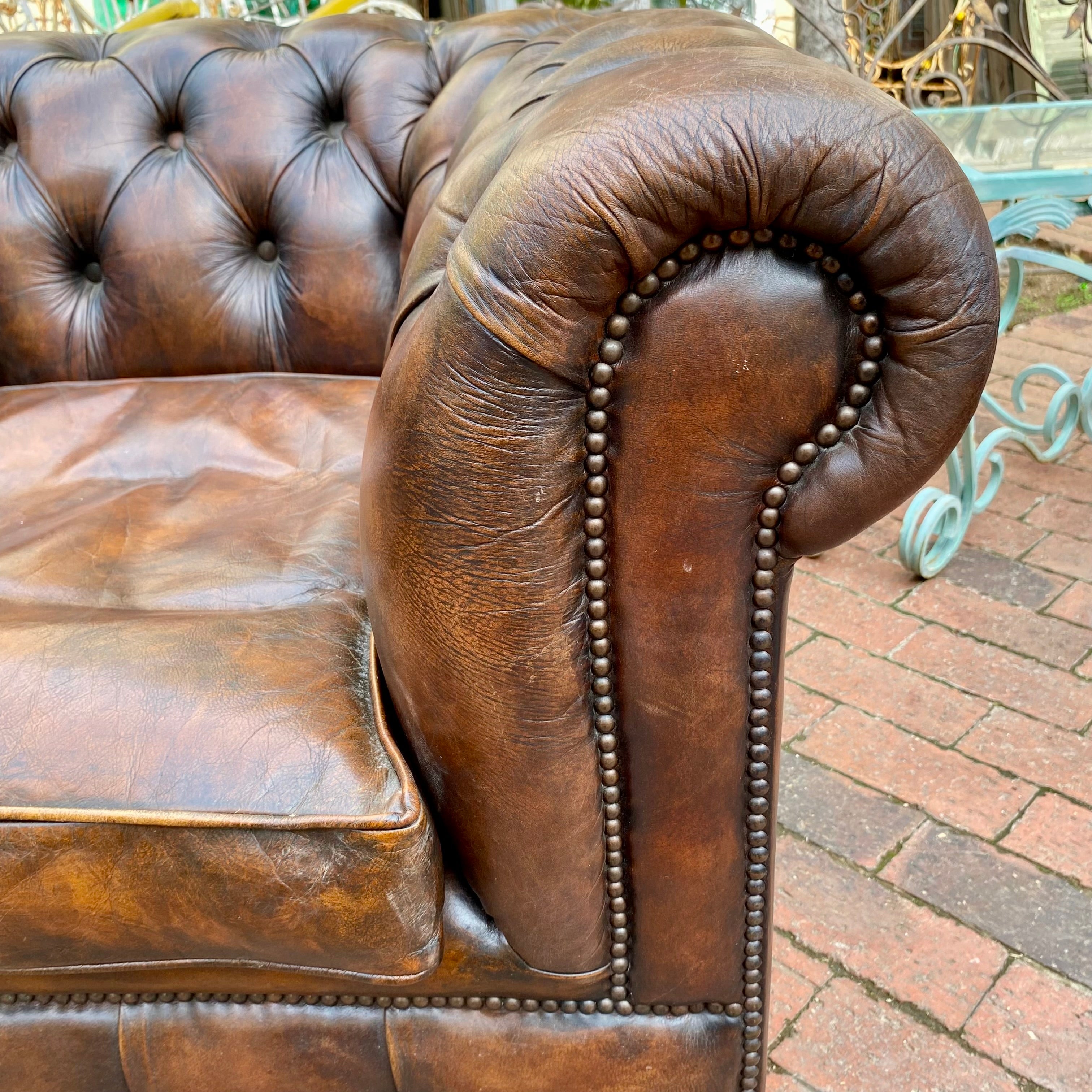 Beautiful Brown Leather Chesterfield Armchair - SOLD