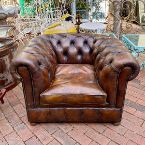 Beautiful Brown Leather Chesterfield Armchair - SOLD