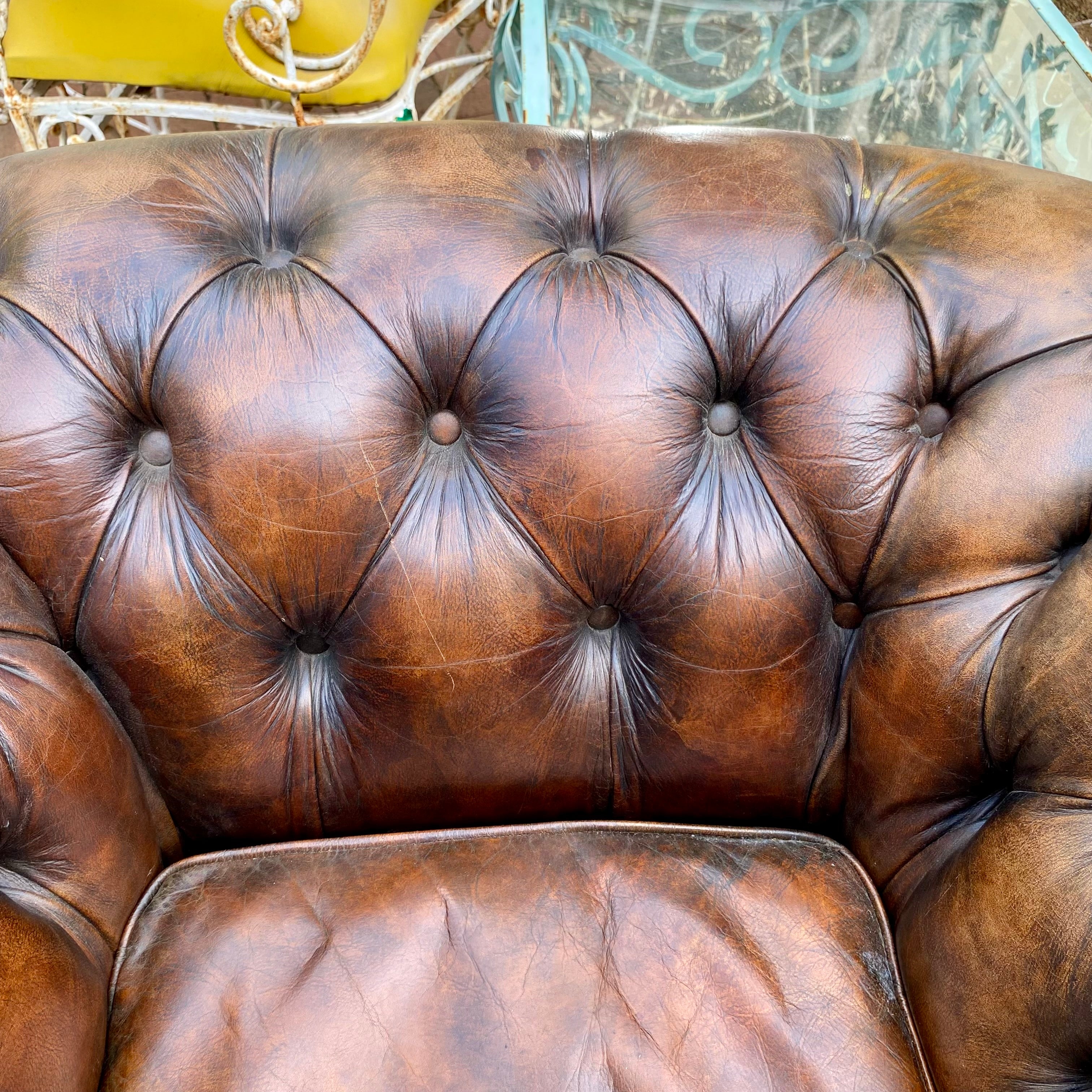 Beautiful Brown Leather Chesterfield Armchair - SOLD