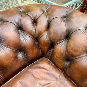 Beautiful Brown Leather Chesterfield Armchair - SOLD