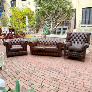 Beautiful Brown Leather Chesterfield Armchair - SOLD