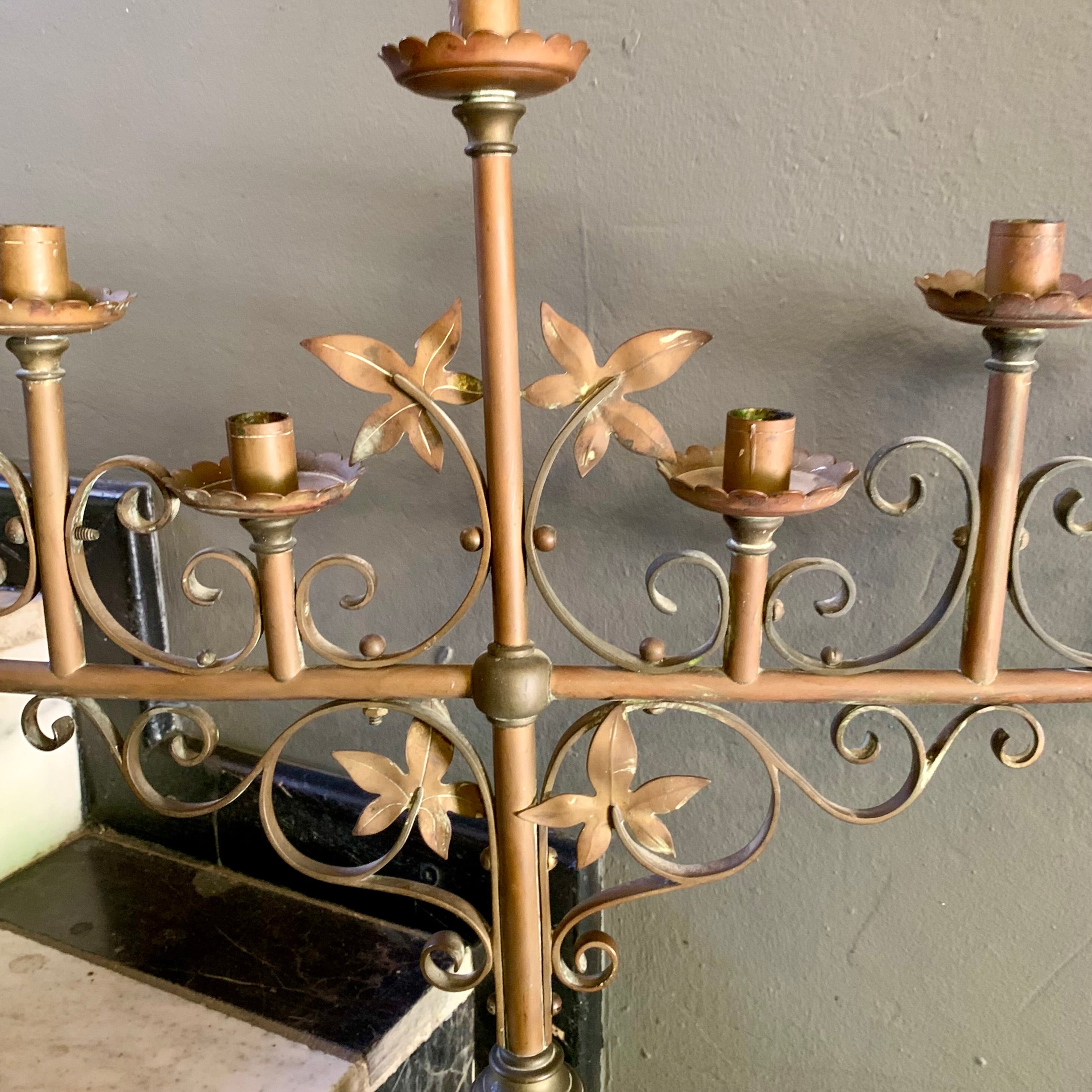 Lovely Patinated Brass Candelabra