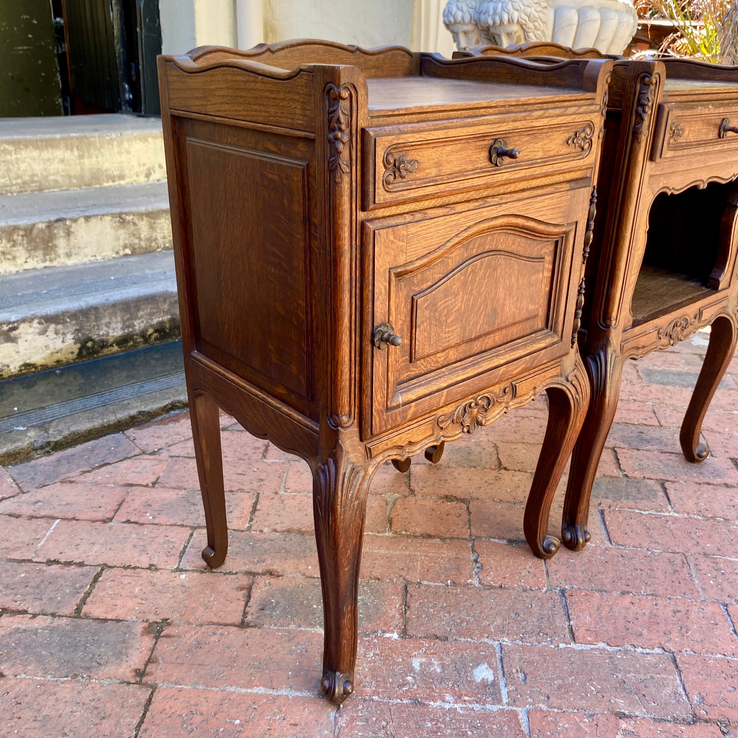 Mr & Mrs Antique Oak Bedside Pedestals