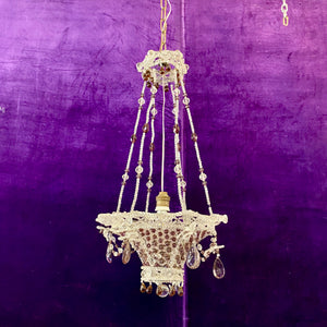 Pretty Plum Antique Chandelier with Original Crystals