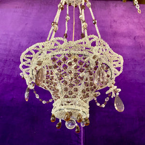 Pretty Plum Antique Chandelier with Original Crystals