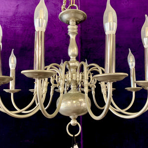 Antique Polished Nickel Flemish Chandelier - SOLD