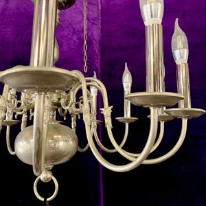 Antique Polished Nickel Flemish Chandelier - SOLD