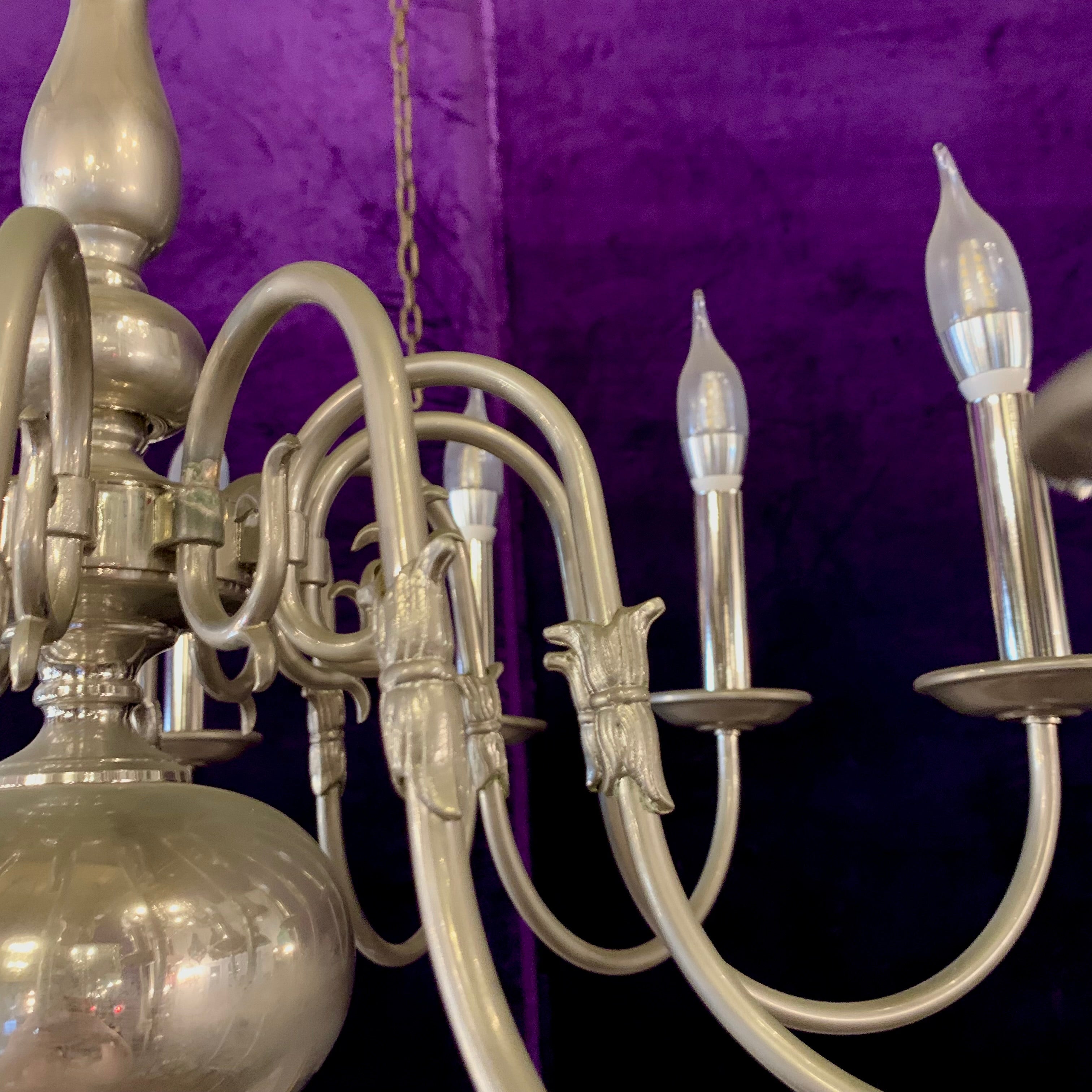 Antique Polished Nickel Flemish Chandelier - SOLD