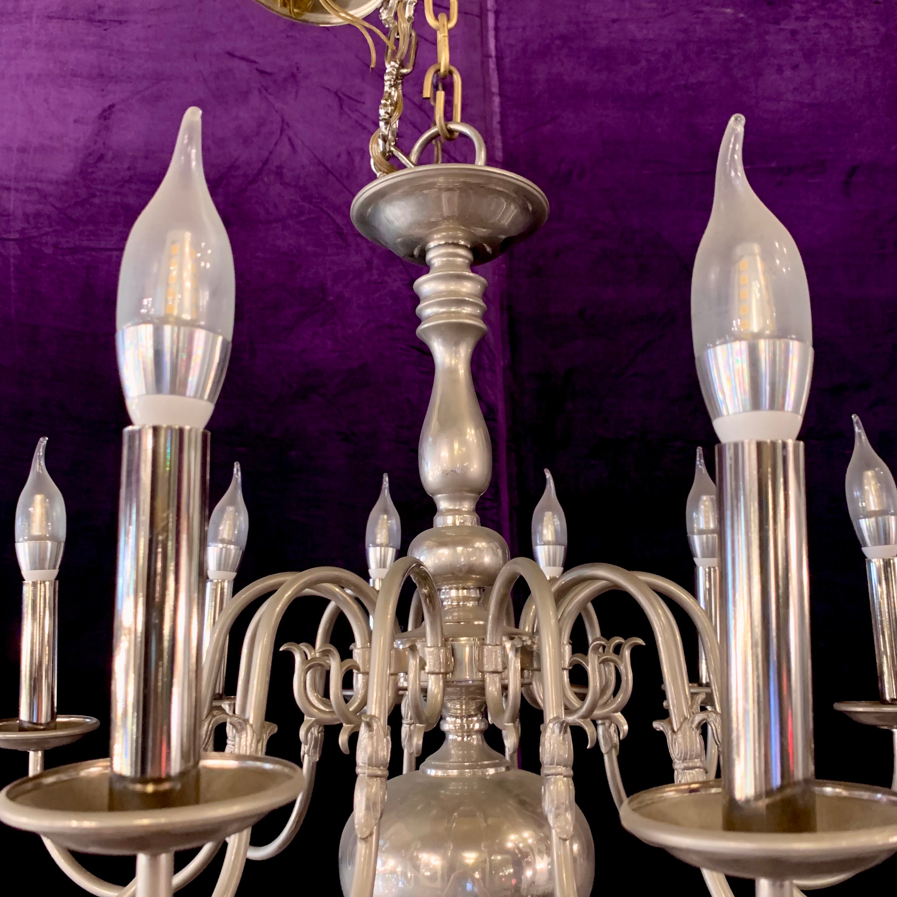 Antique Polished Nickel Flemish Chandelier - SOLD