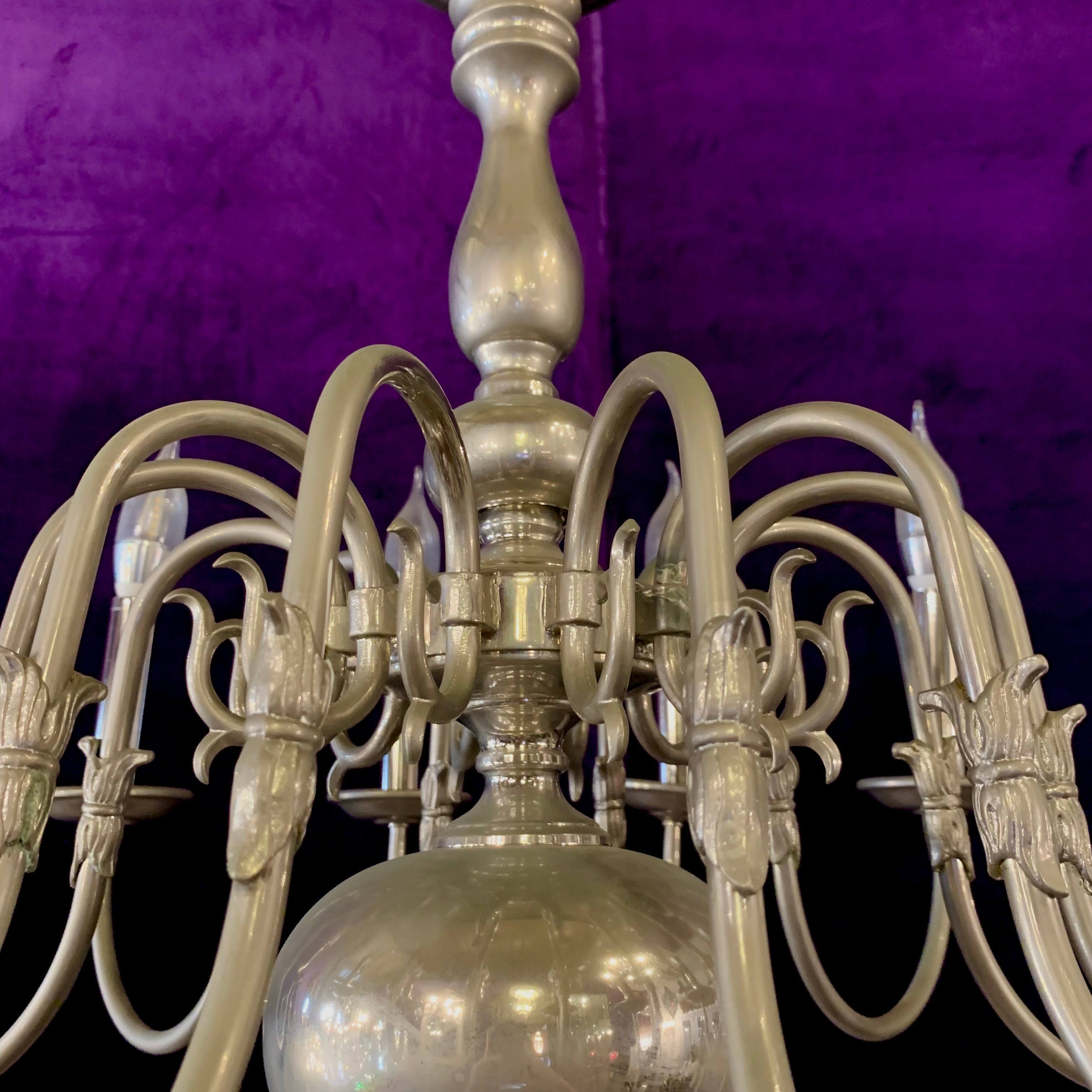 Antique Polished Nickel Flemish Chandelier - SOLD