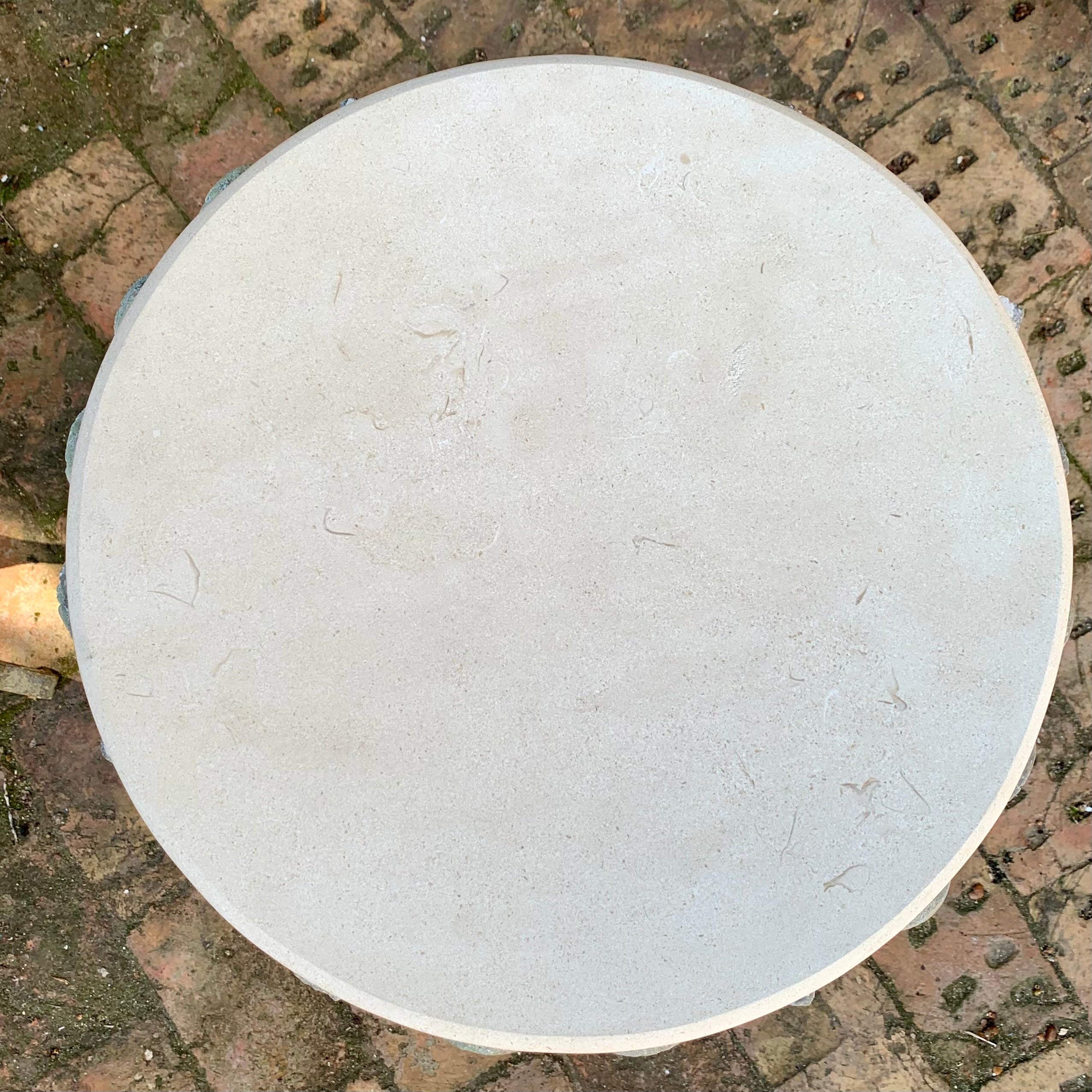 Pretty Wrought Iron and Cement Base with Marble Top Table - SOLD