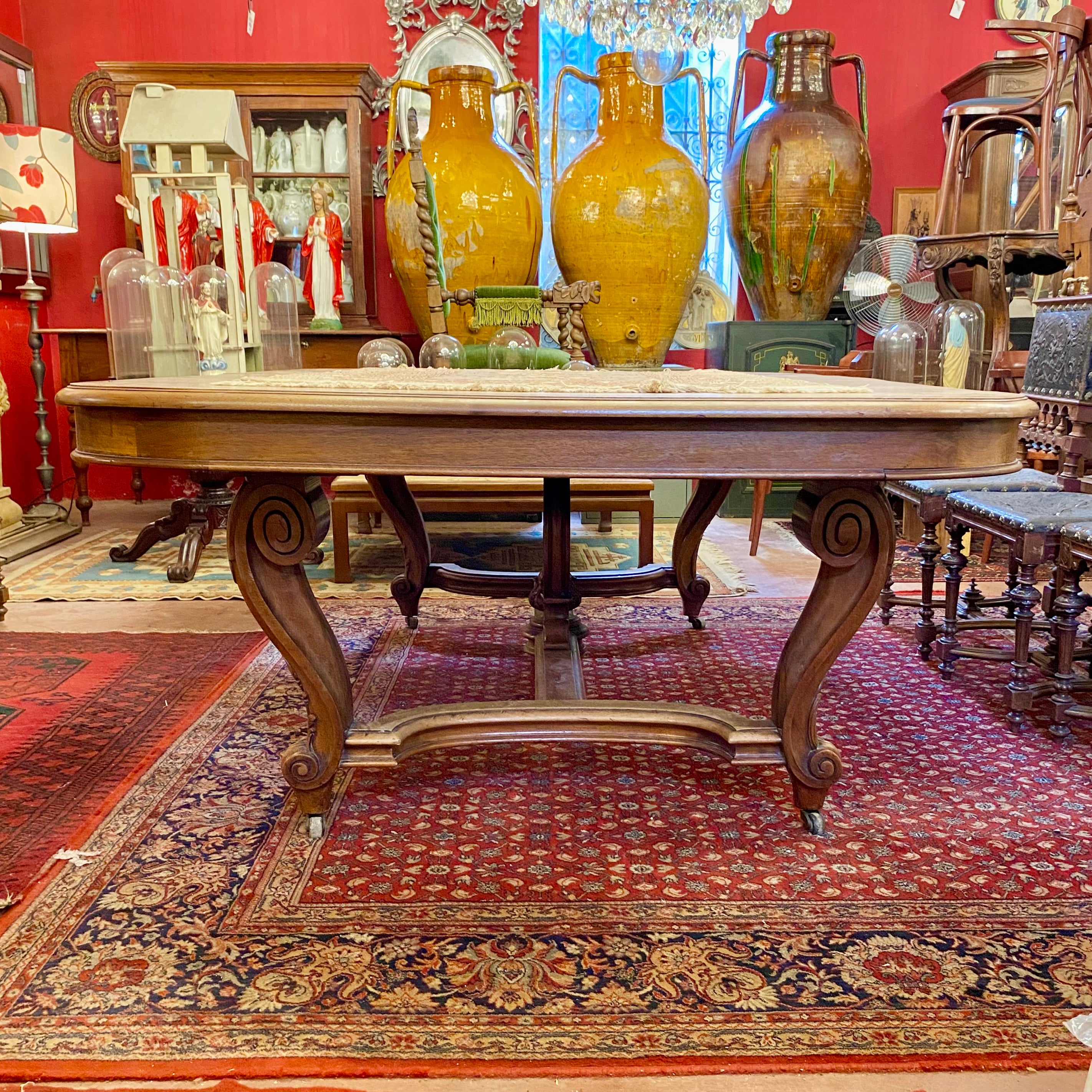 Impressive and Large Antique Walnut Extendable Dining Table