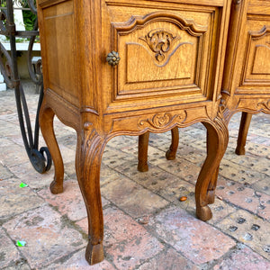 Pair of Antique Oak Bedside Pedestals with Marble Top - SOLD