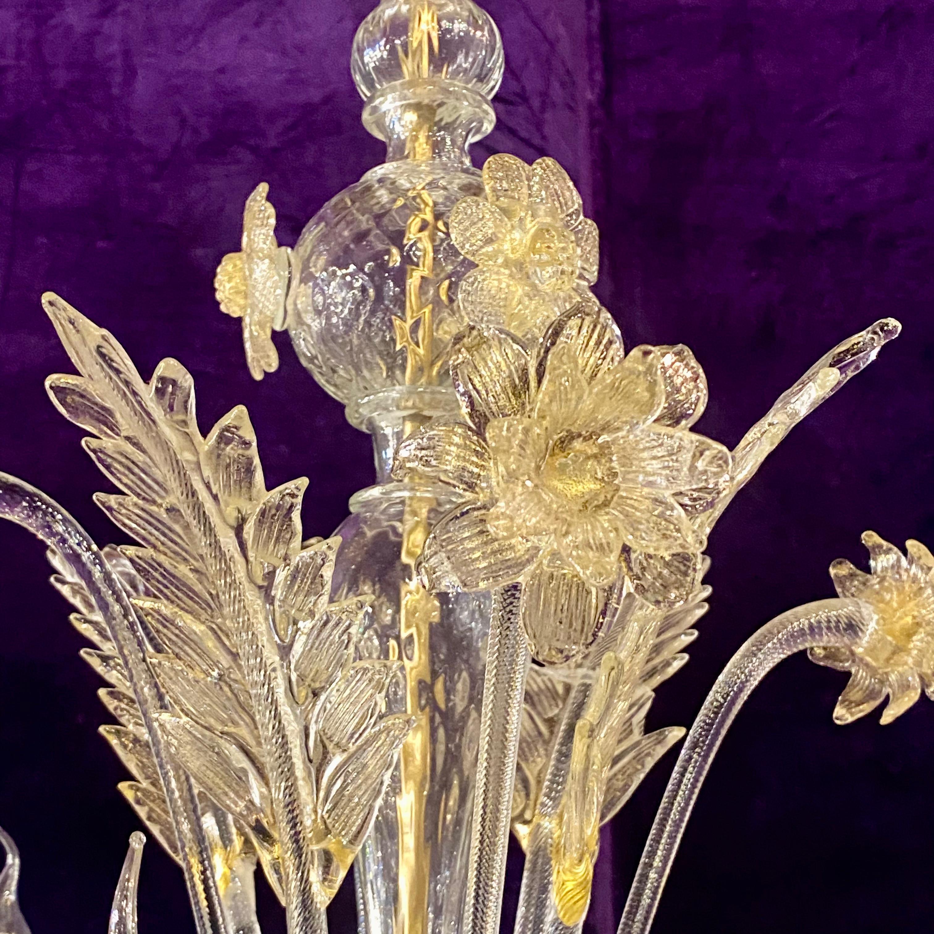 Elegant Gold Antique Murano Chandelier