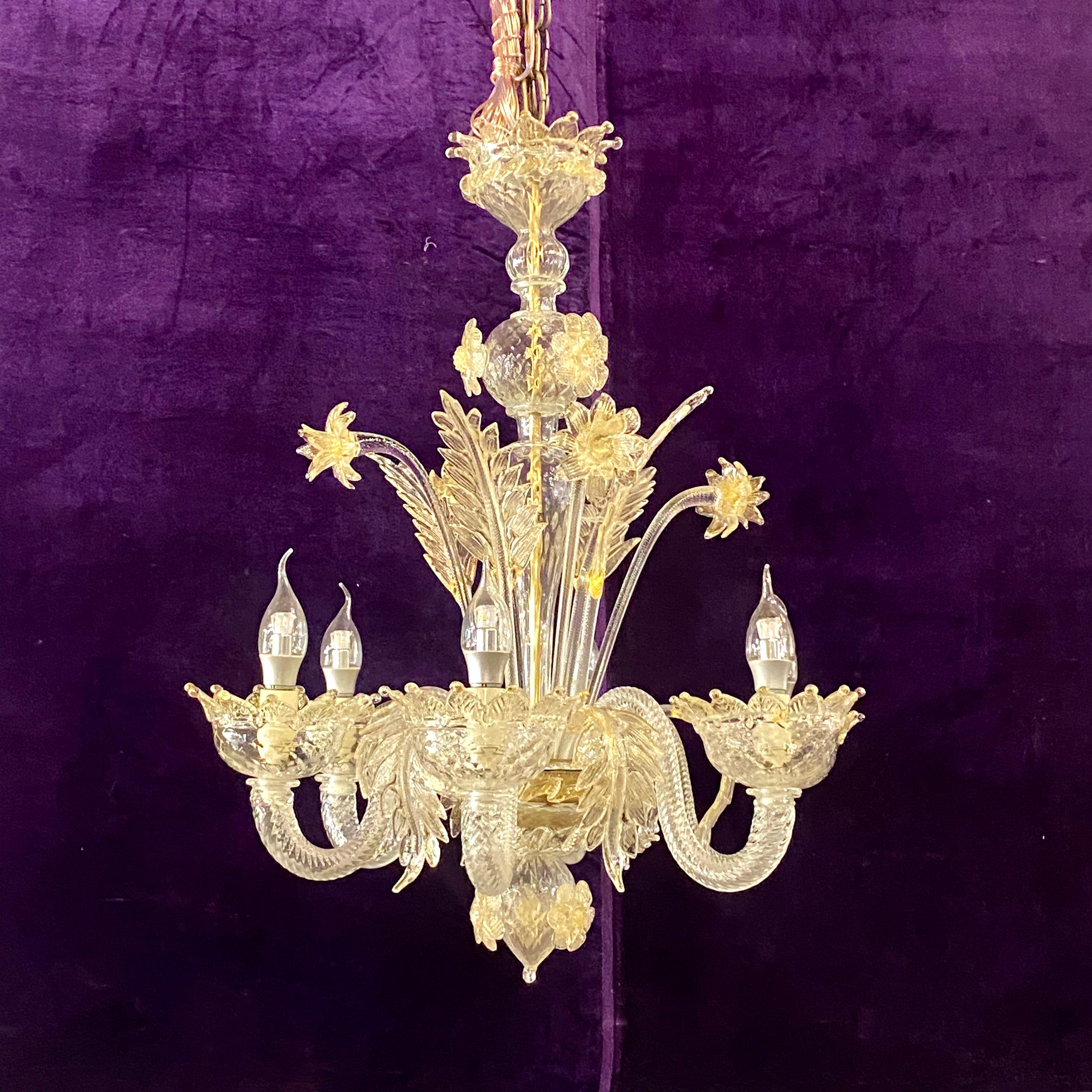 Elegant Gold Antique Murano Chandelier