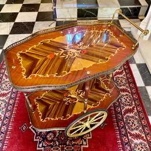 Vintage Inlaid Drinks Trolley with Stunning Inlayh