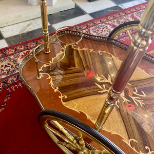 Vintage Inlaid Drinks Trolley with Stunning Inlayh