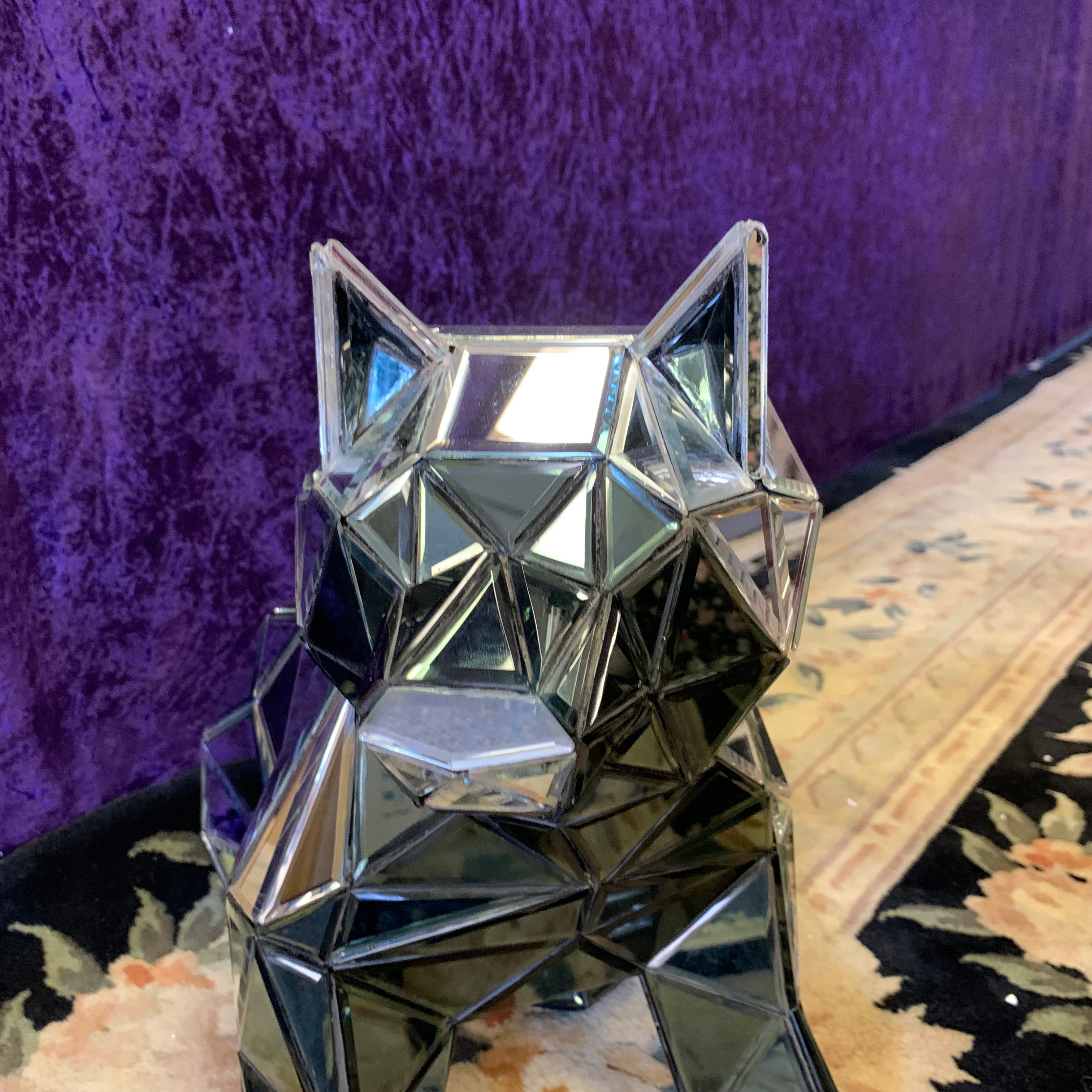 Faceted Mirrored Husky Dog Figurine