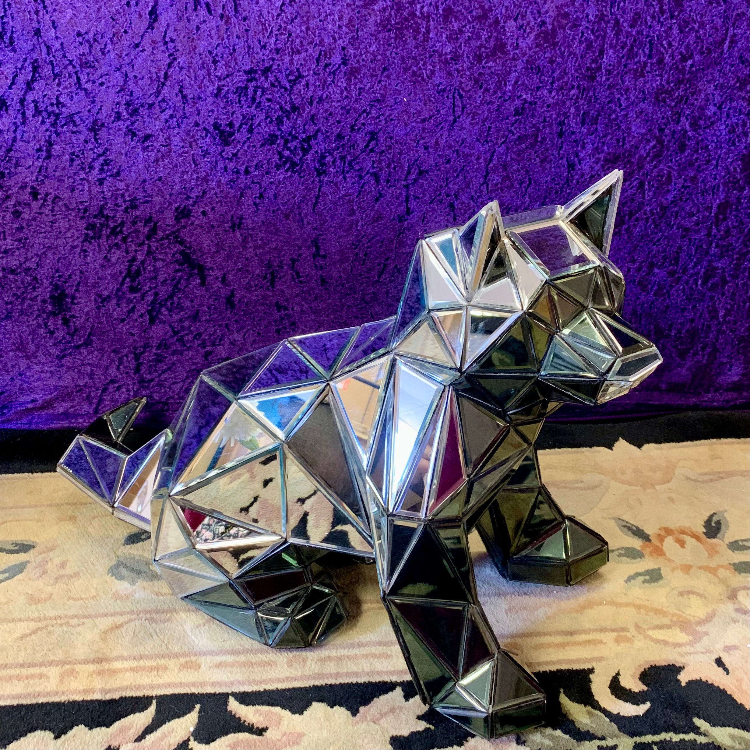 Faceted Mirrored Husky Dog Figurine