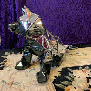 Faceted Mirrored Husky Dog Figurine